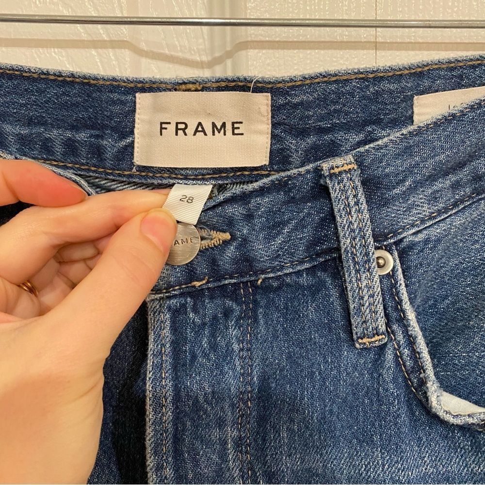 FRAME Denim Le Original Kessler Rips High rise Straight Leg sz 28 - Picture 9 of 13